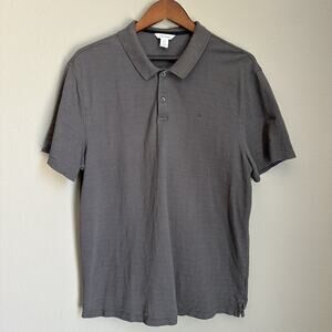 Calvin Klein Gray Polo Shirt Preppy Textured Short Sleeve Collared Golf Size XL
